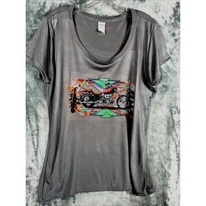 Glidan Woman’s T-shirt Indian Biker Babe Shirt Gray Size Adult X Large
